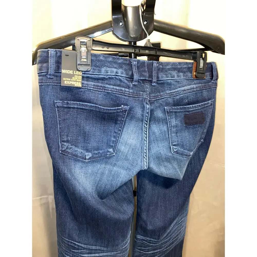 Express Zelda Wide Leg Jeans Women’s Size 6 Ultra Low Rise Dark Wash NWT $88.00 - Picture 4 of 12
